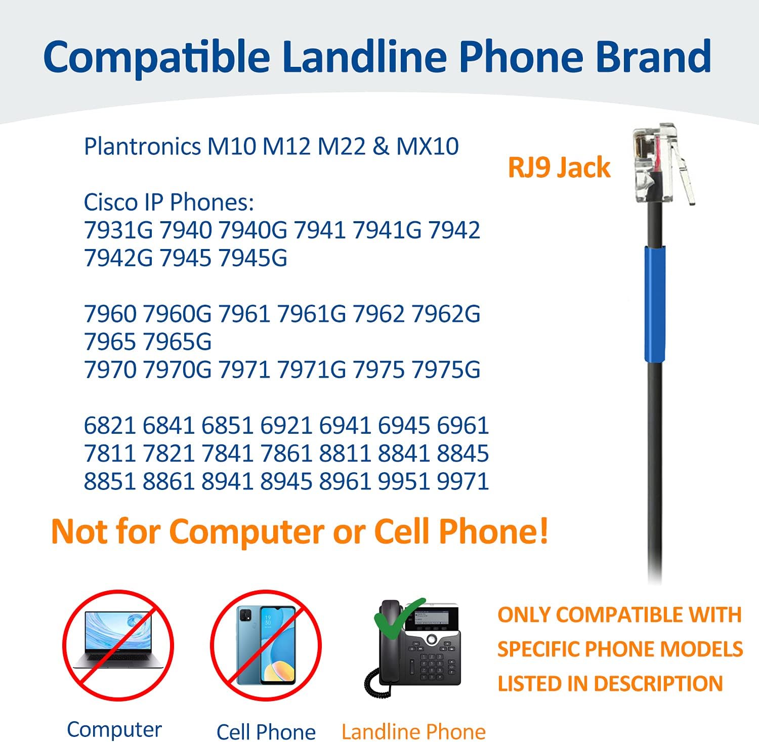 Wantek Corded Telephone Headset RJ9 Binaural with Noise Canceling Mic + Quick Disconnect for Call Center Telephone with Plantronics M10 M12 M22 Amplifiers or Cisco 7942 Office IP Phones(602QC1) Pack of 2