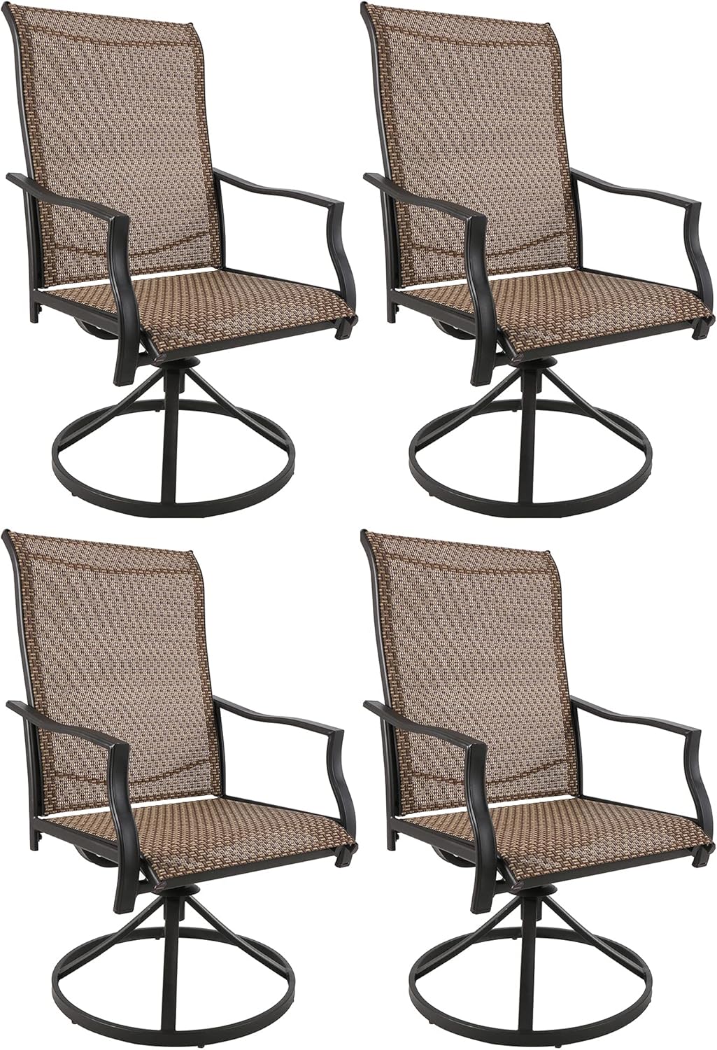 PIAOMTIEE Patio Swivel Dining Chairs Set of 4, Outdoor Kitchen Garden Metal Chair, Gentle Rocker Chair with Textilene Mesh Fabric for Backyard, Porch, Garden, Lawn