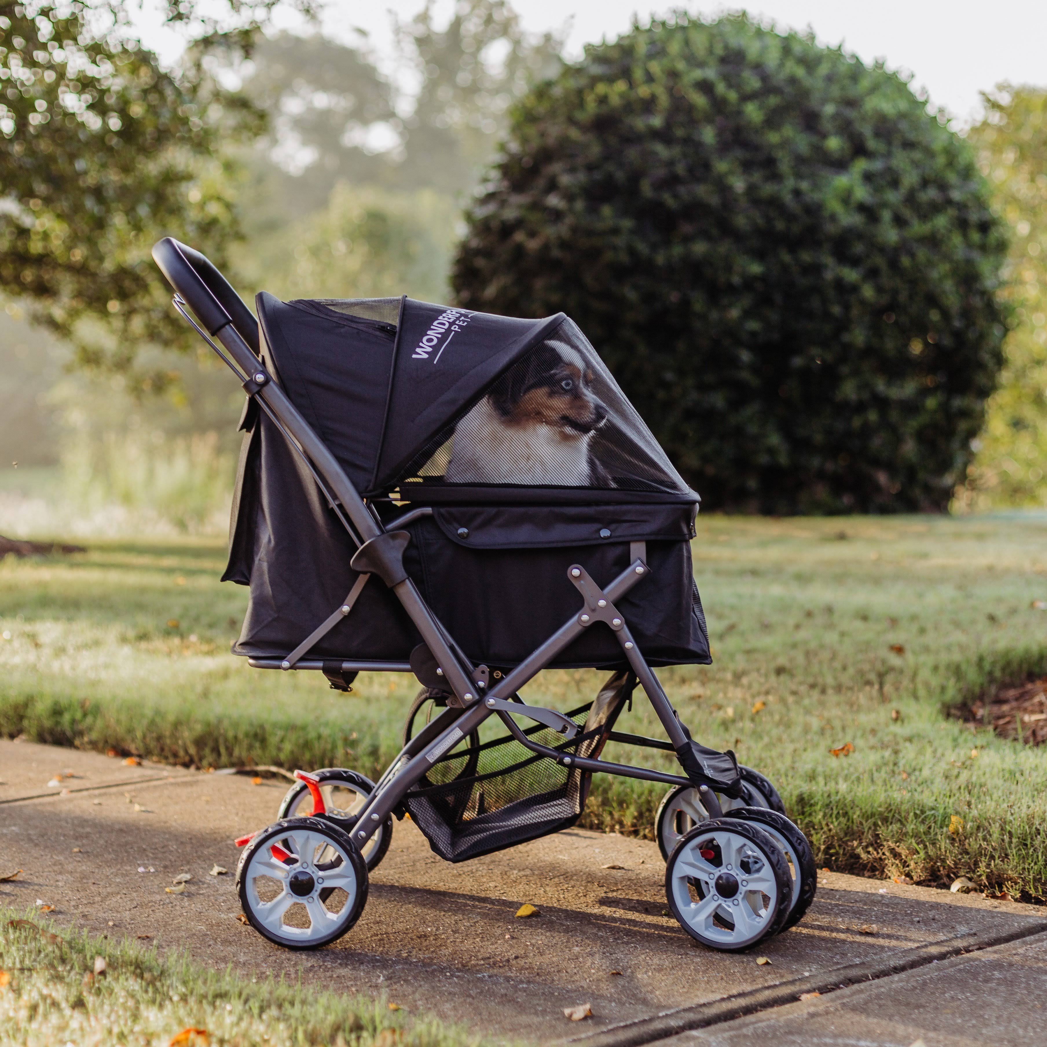 Wonderfold Wagon P1 Folding Pet Stroller with Reversible Handle (Black)