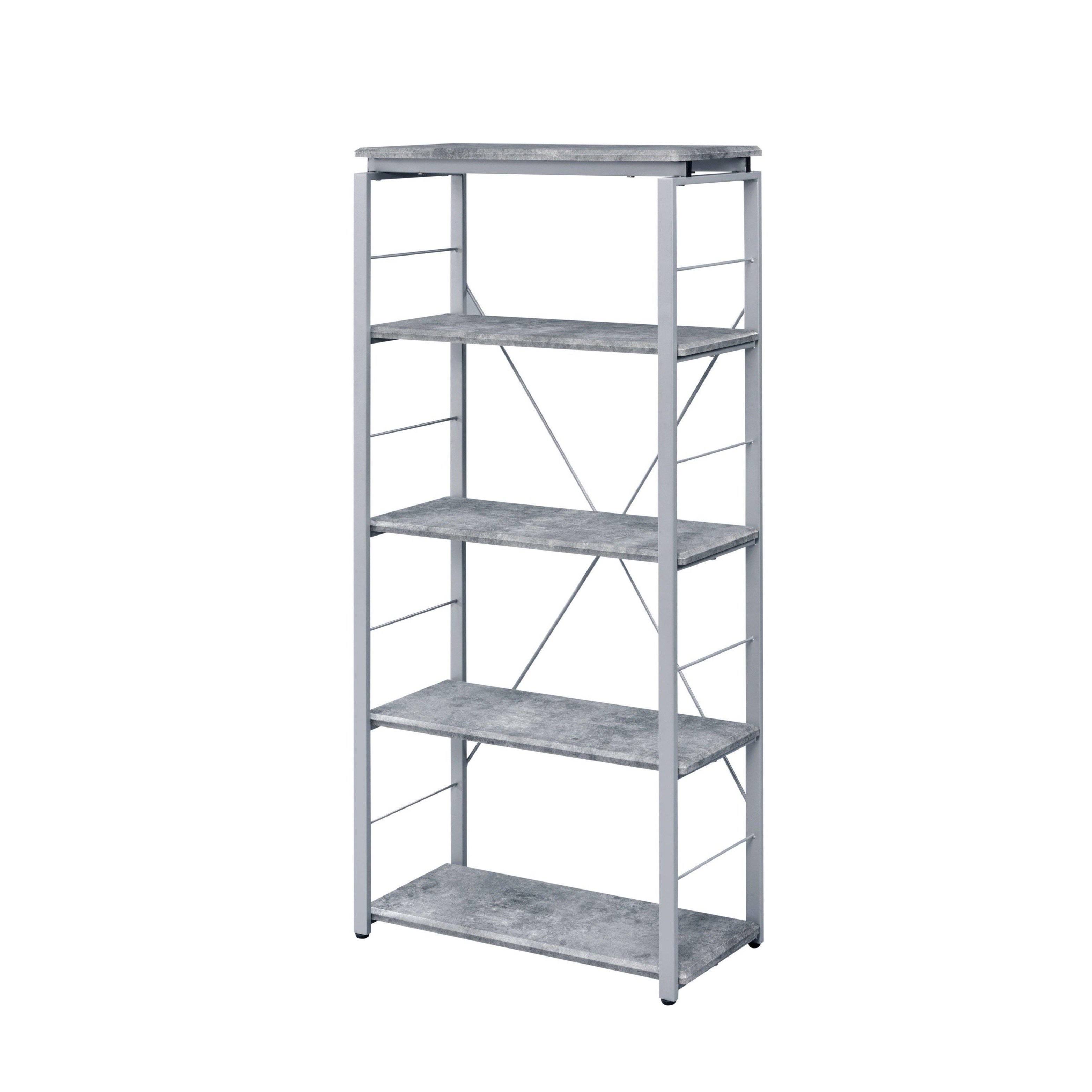Acme Jurgen Bookshelf, Faux Concrete u0026 Silver 92907
