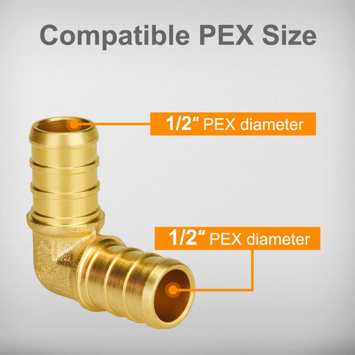 SUNGATOR (25-Pack) 1/2 Inch 90 Degree Elbow PEX Fittings, Lead Free Brass Crimp for PEX Pipe in Plumbing Jobs Pack of 2