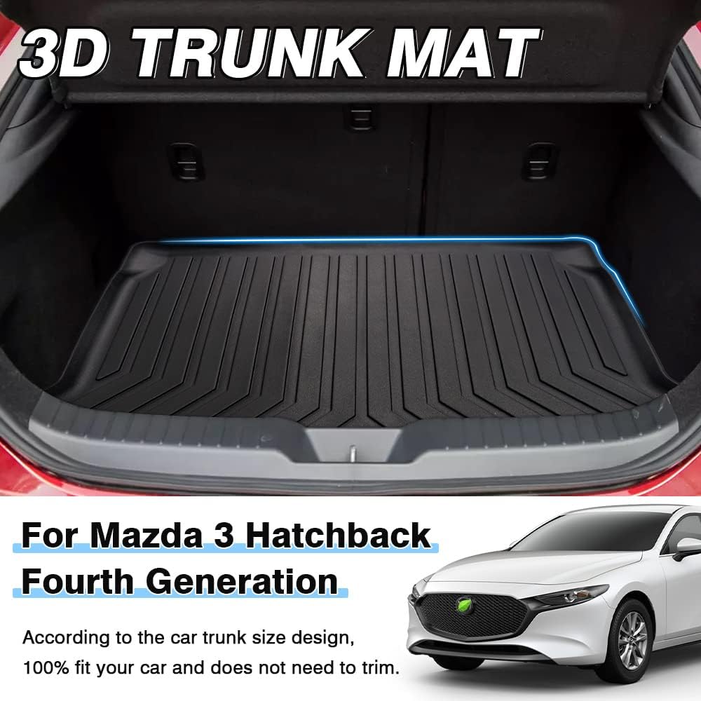 Mixsuper Custom Fit for Cargo Liner 2019 2020 2021 2022 Mazda 3 Hatchback Trunk Liner All Weather Rear Cargo Trunk Floor Mat (Not Fit for Sedan)