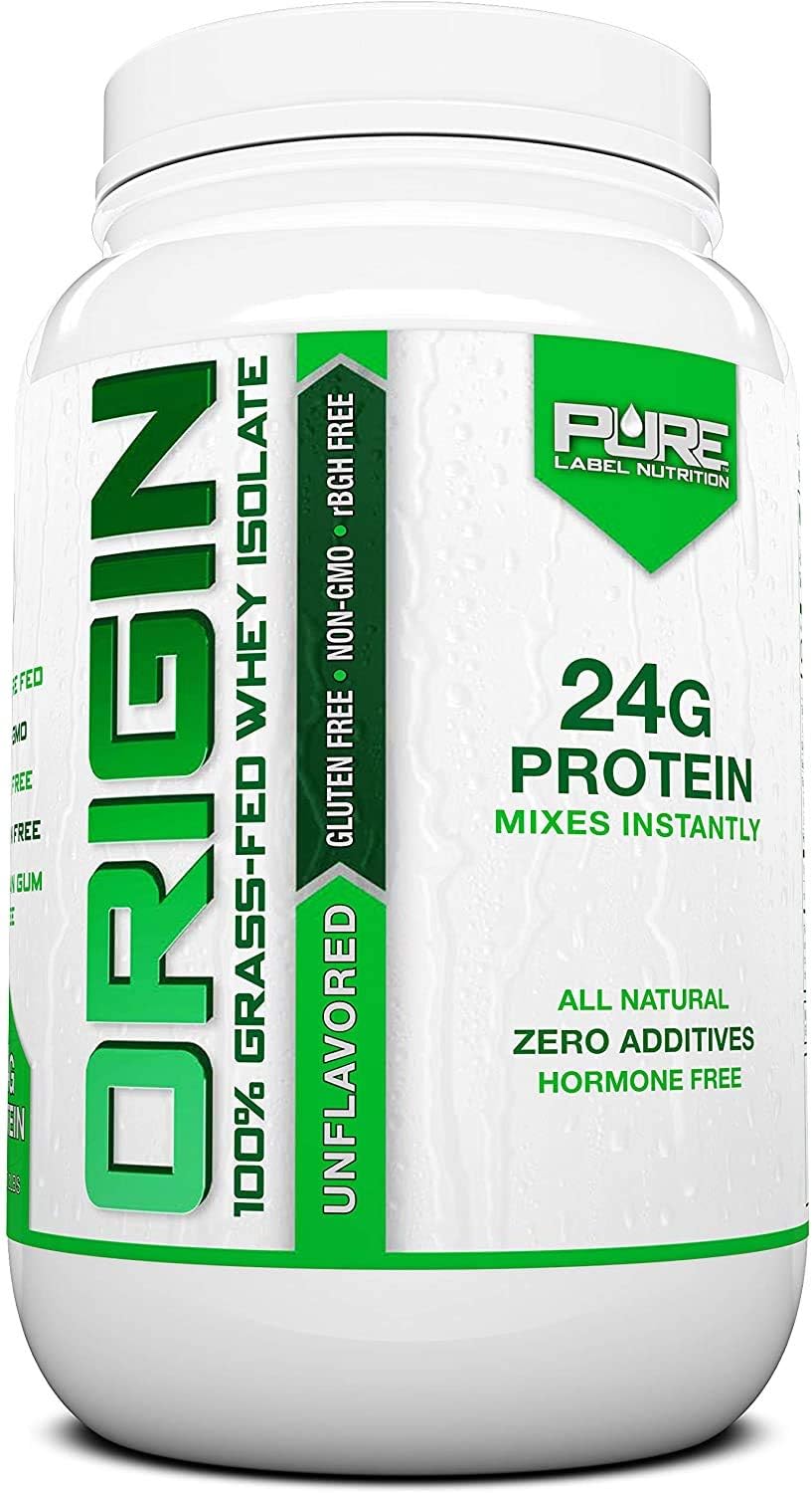 Pure Label Nutrition 100% Grass-Fed Whey Protein Isolate, 2lb Unflavored, No Fat, No Lactose, Micro-Filtered, Cold Processed, GMO Free, rBGH Free, Soy Free, Gluten Free, Zero Carbs and No Sugar Added Pack of 2