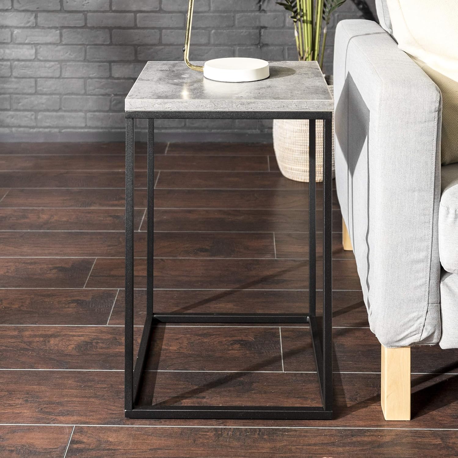 Walker Edison Modern Open Square Wood Side End Accent Table Living Room Storage Small End Table, 16 Inch, Dark Walnut Pack of 2