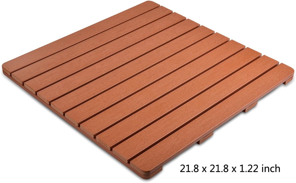 i frmmy Premium Large Bath Tub Shower Floor Mat Made of PS Wood- Suitable for Textured and Smooth Surface- Non Slip Bathroom mat with Drain Hole - 21.8