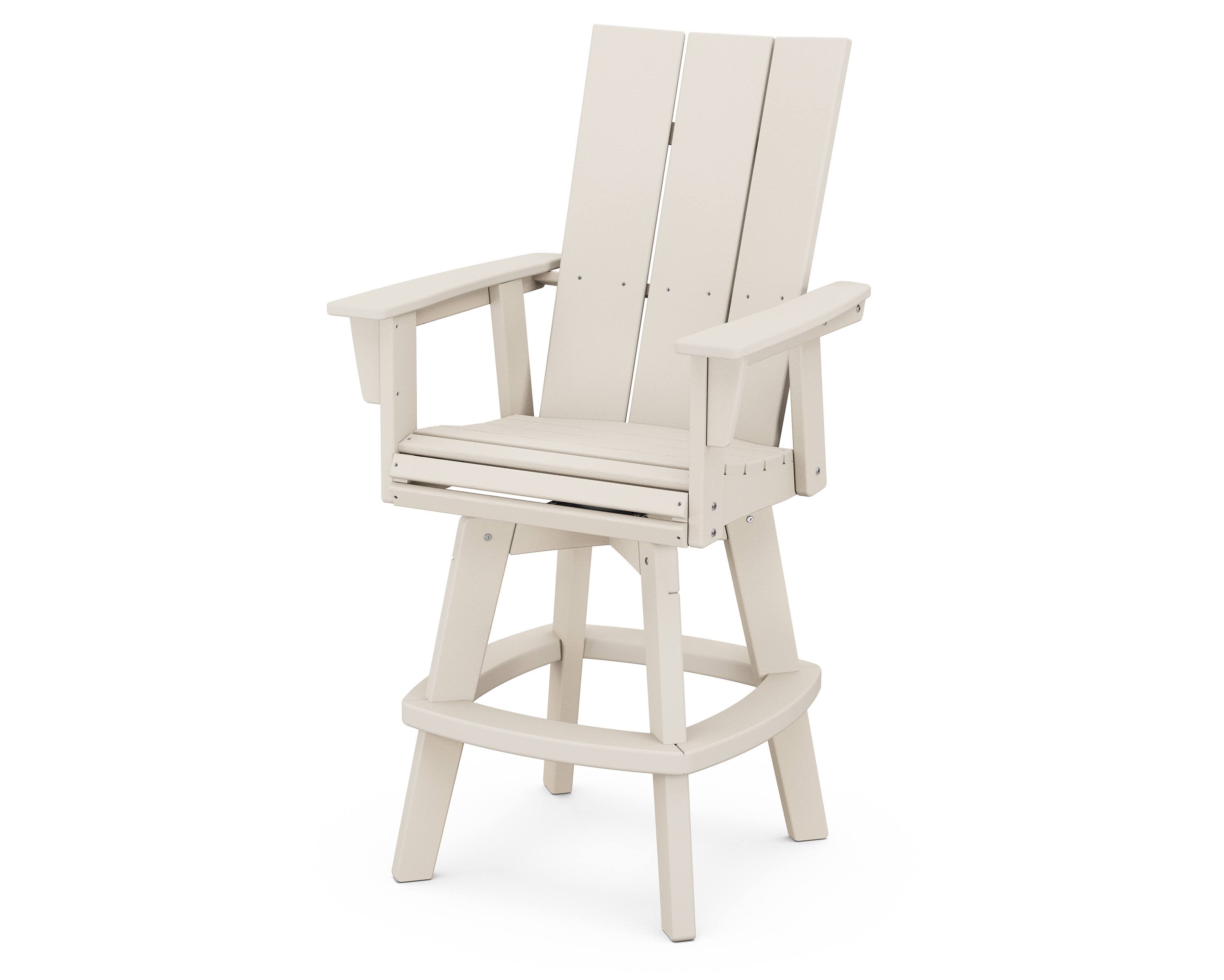 POLYWOOD Modern Adirondack Swivel Bar Chair in Sand