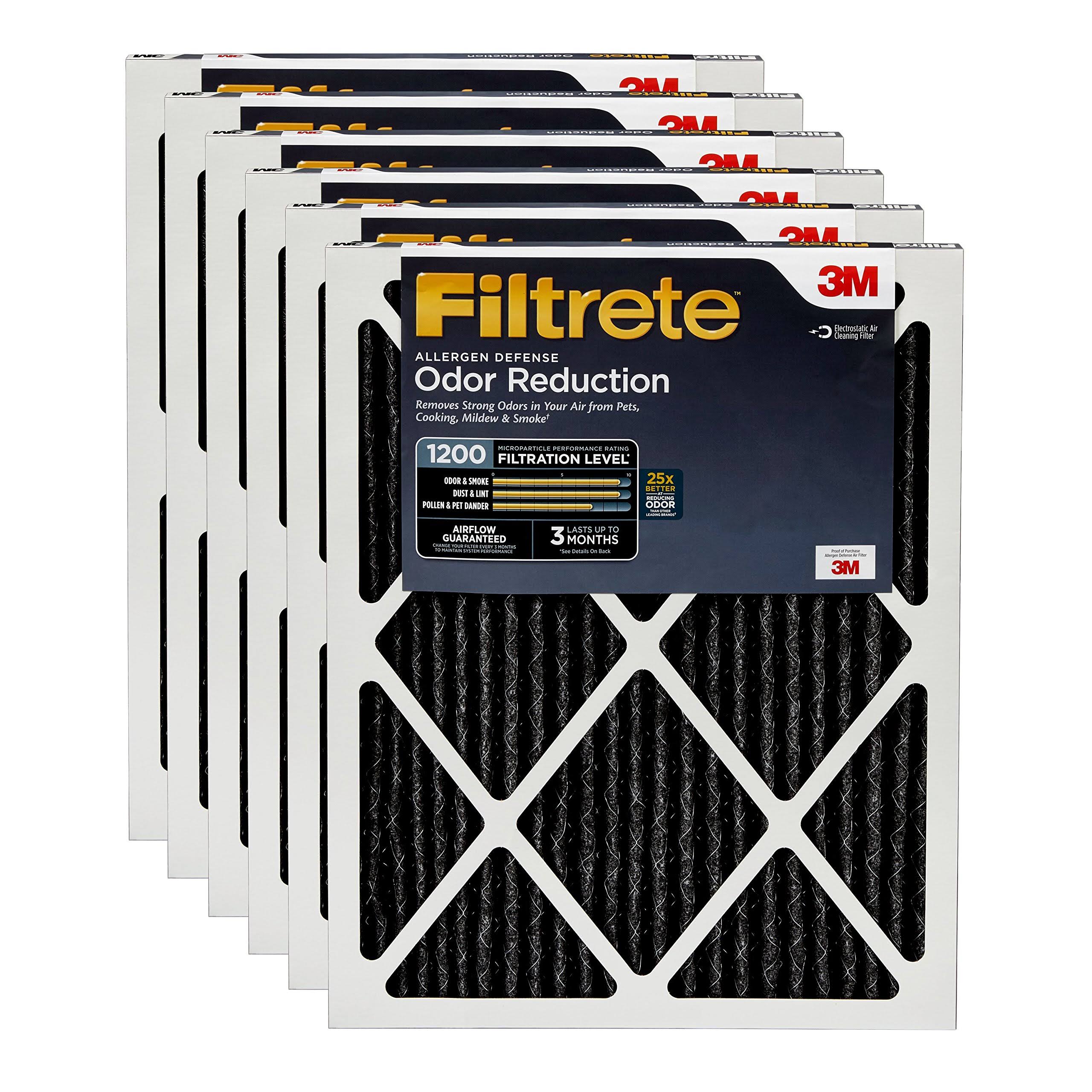 Filtrete 14x24x1 MPR 1200, Allergen Defense Odor Reduction AC Furnace Air Filter, 6-Pack