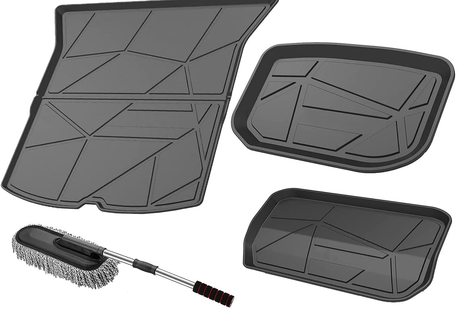 QWWSS 3pcs Custom Fit Cargo Mat/Trunk Liner Fit for Tesla Model Y- Back mat 2021 ​Tray Heavy Duty Rubber Rear Cargo Area Mat Waterproof Protector Floor Mat