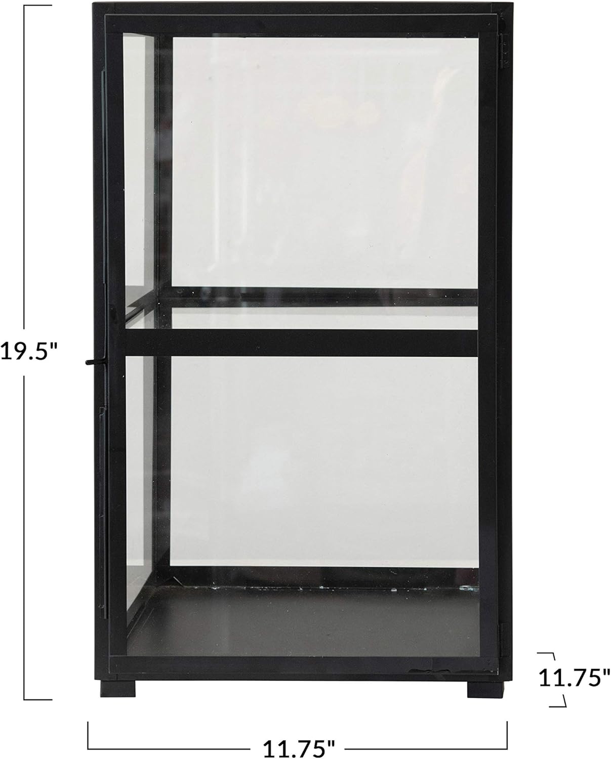 Creative Co-Op Metal & Glass Display 1 Shelf, Black Cabinet