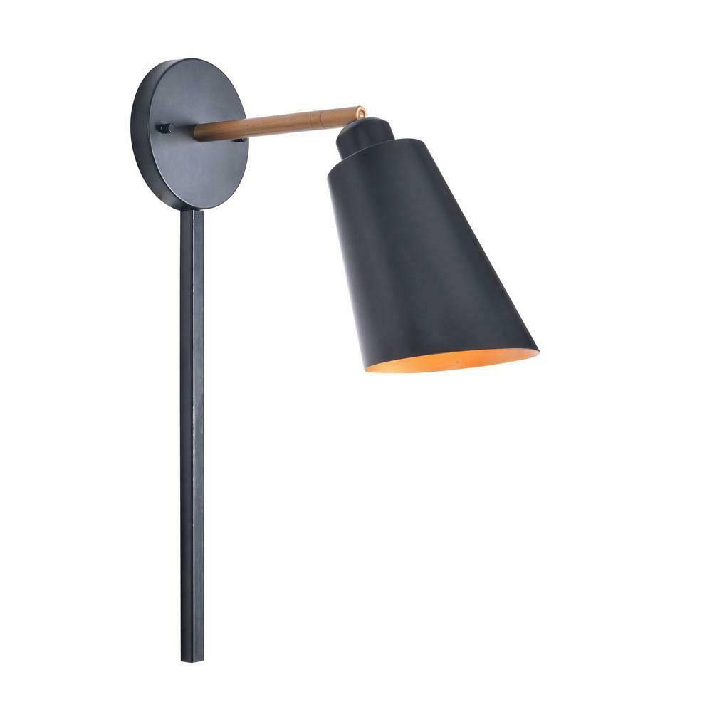 Kenroy Home 93630BL 12 in. Alvar 1 Light Sconce with Plug Black