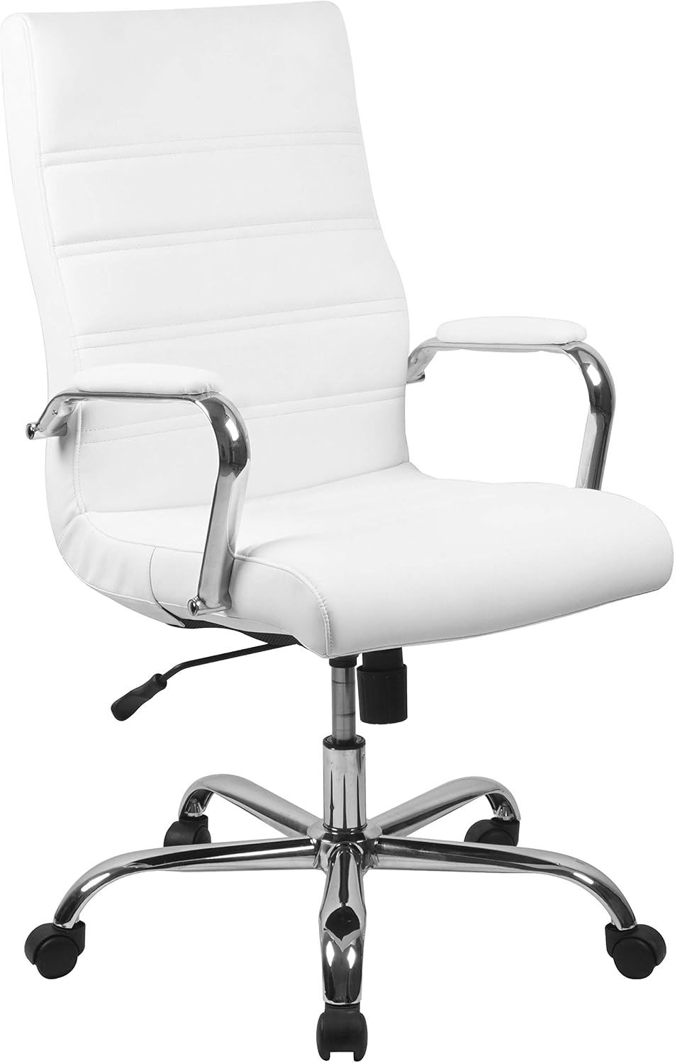 Flash Furniture High Back Desk Chair - White LeatherSoft Executive Swivel Office Chair with Chrome Frame - Swivel Arm Chair