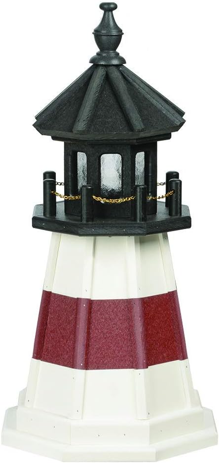 DutchCrafters Decorative Lighthouse - Wood, Montauk Style (Cherrywood/White/Black, 2)