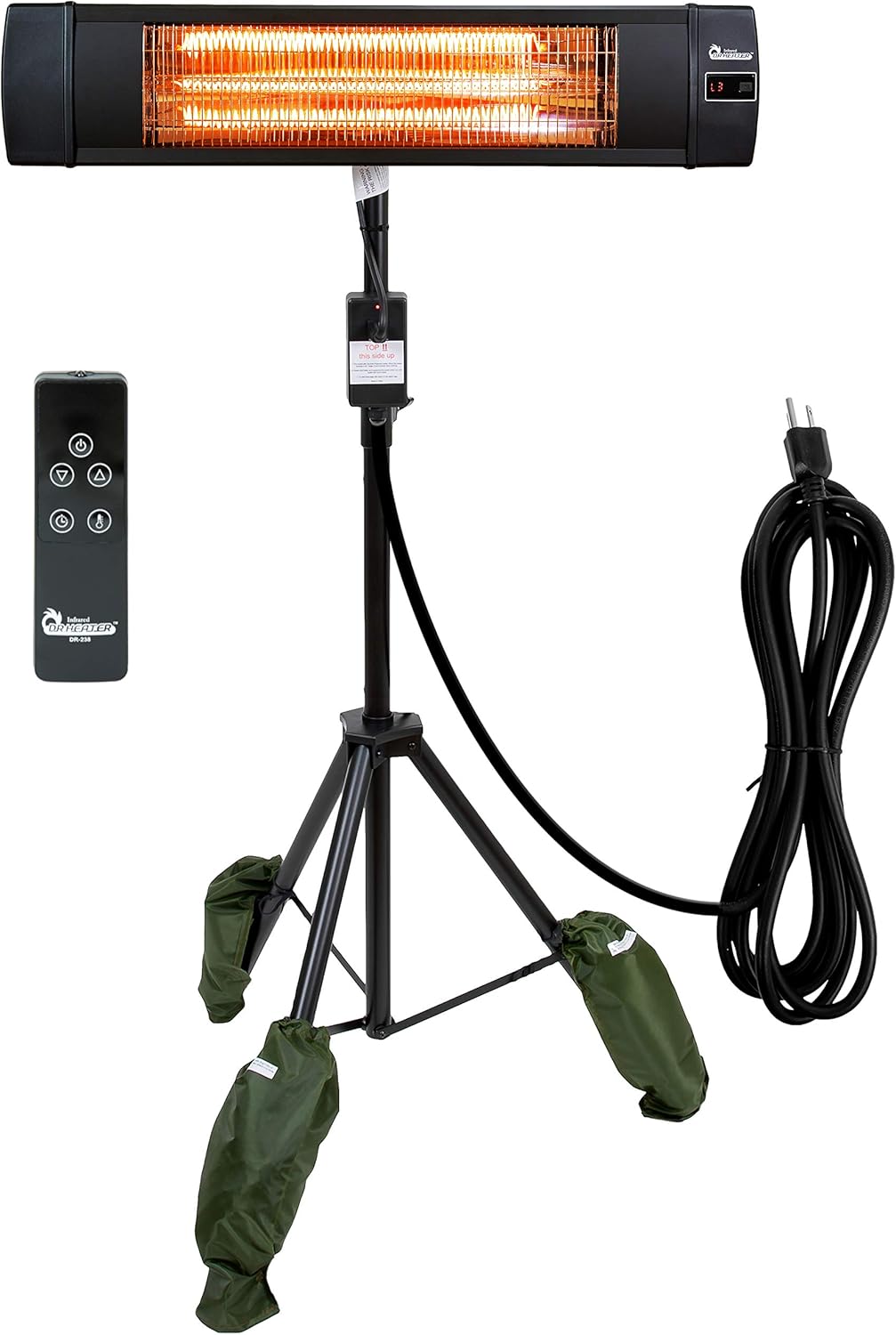Dr Infrared Heater DR-338 Carbon Infrared Patio Heater with Tripod, 23x40 Inches, Black