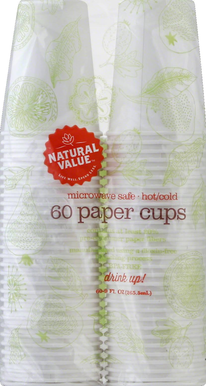 Natural Value Recycled Paper Cups - 12 pack, 60 cups each