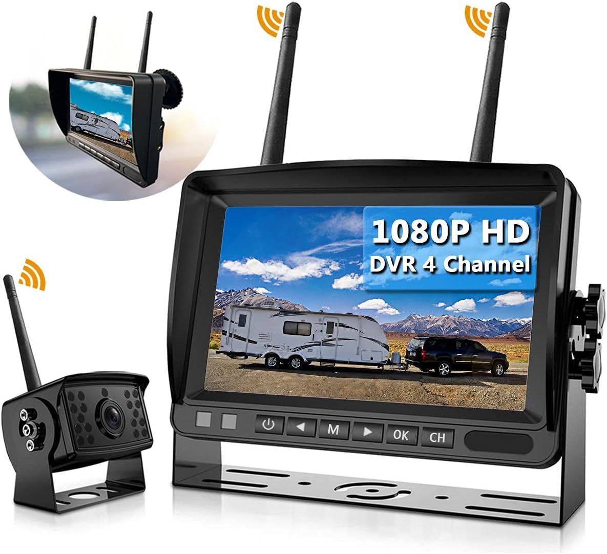 Wireless Backup Camera, DOUXURY IP69 Waterproof 170° Wide View Angle HD 1080P Backup Camera + HD LCD 7