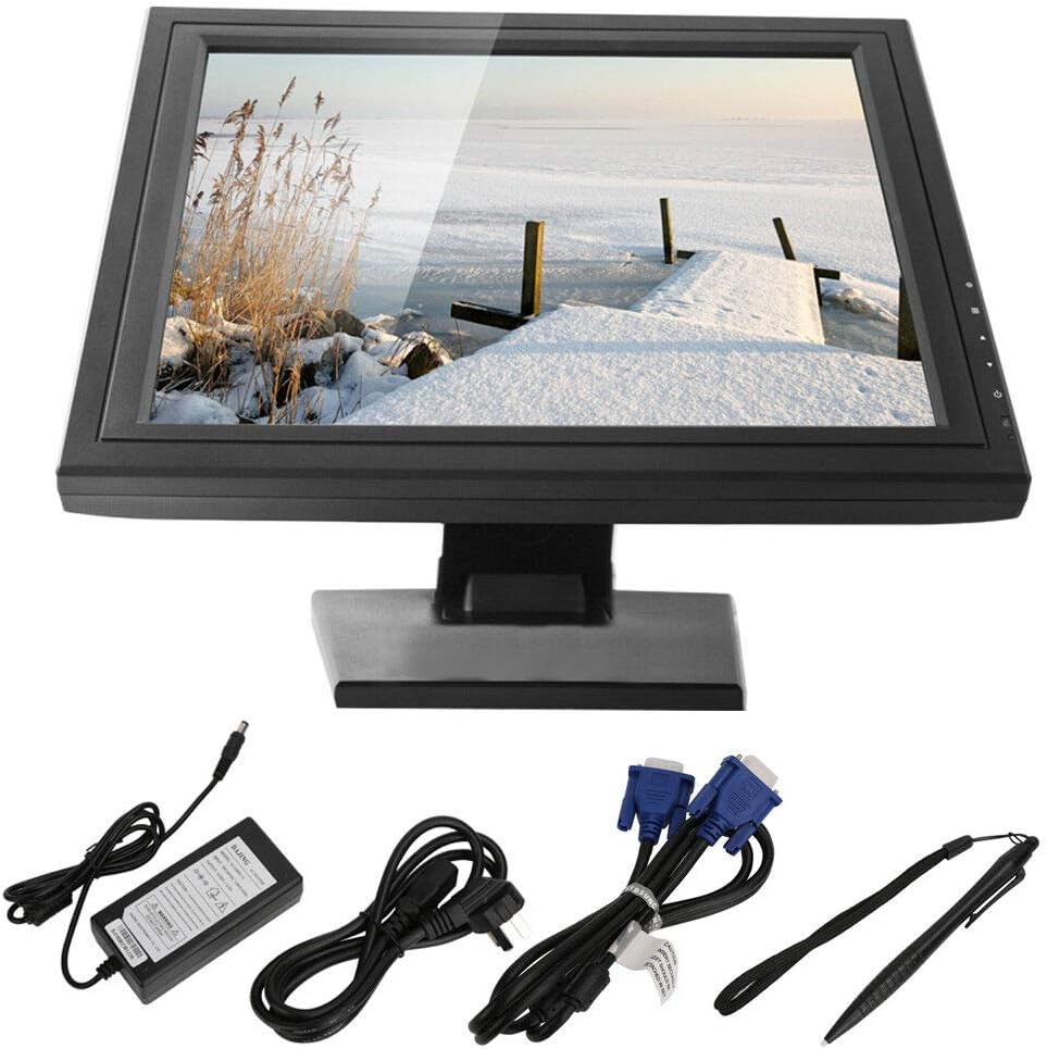 17 Inch Order Screen Touch Screen POS LCD Display USB VGA LED TouchScreen Monitor for Retail Kiosk Restaurant Bar (Black)