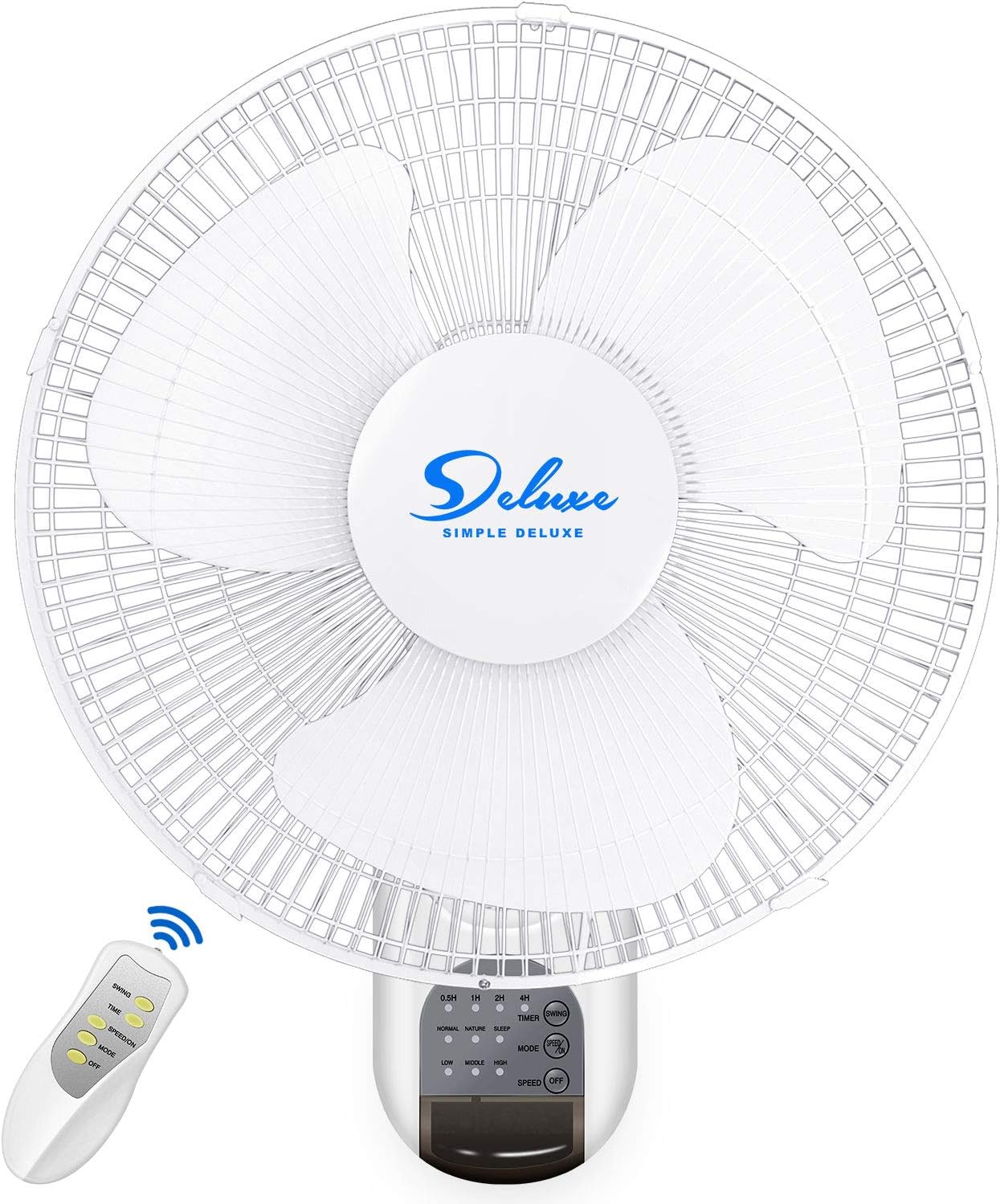 Simple Deluxe 2 Pack-16 Inch Digital Wall Mount Fan with Remote Control, 3 Oscillating Modes, 3 Speed, 72 Inches Power Cord, White
