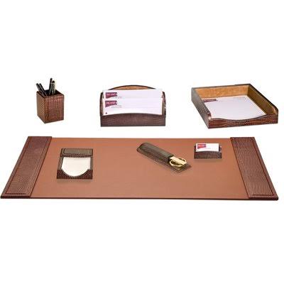 Dacasso Crocodile Embossed 7 Piece Desk Set