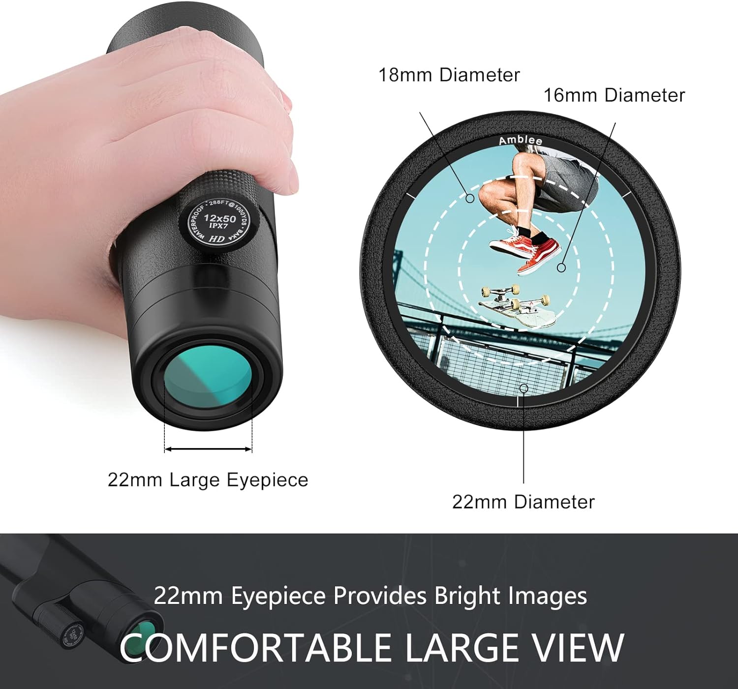 12x50 Professional HD Monocular for Adults with Phone Adapter & Tripod Pack of 2