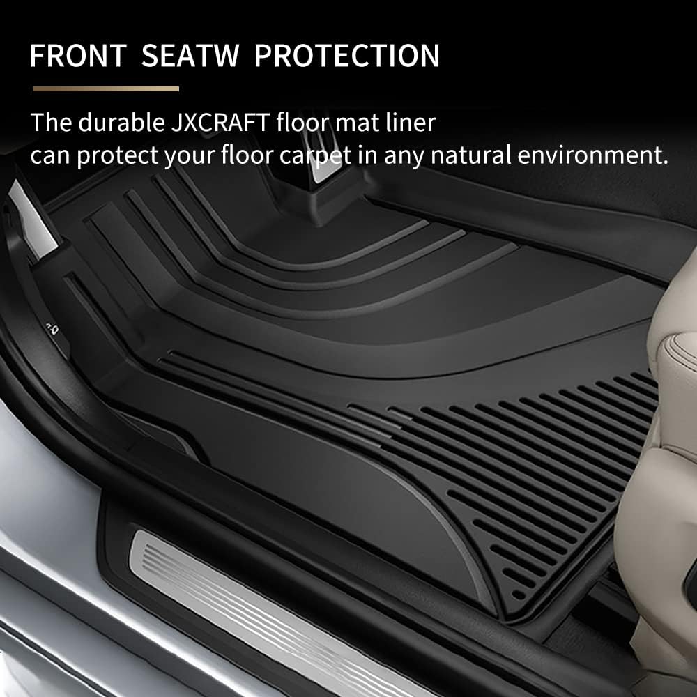 Car Floor Mats for Toyota RAV4 2019-2022, Heavy Duty TPE All Weather Automotive Floor Mats, 1st & 2nd Row Full Set Rubber Floor Liners, Anti Skid Car Mats, Black