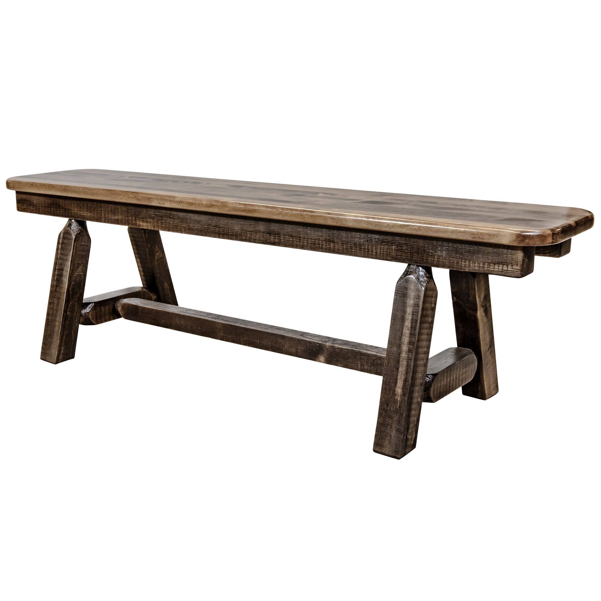 Homestead Collection Plank Style Bench in Stain u0026 Clear Lacquer Finish in 5 Foot - Montana Woodworks MWHCPSB5SL