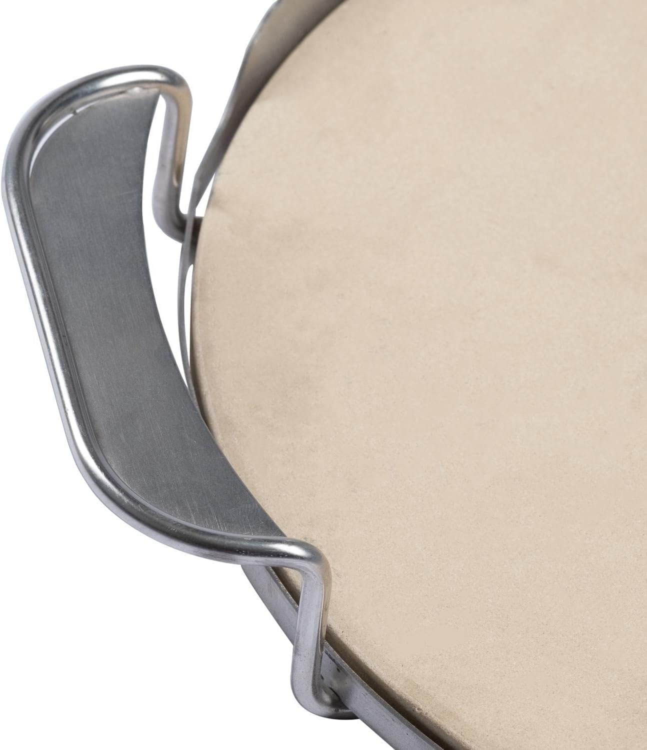 BBQGUYS Signature Ceramic Pizza Stone with Stainless Steel Carry Rack - BBQ-KPZ-16