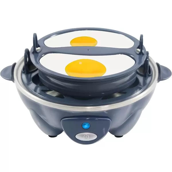 Egg Cookers Easy Electric 7 Egg Capacity Cooker, Poacher, Omelet Maker, Scrambled, Soft, Medium, Hard Boiled with Auto Shut-Off and Buzzer, BPA Free(Grey Blue)