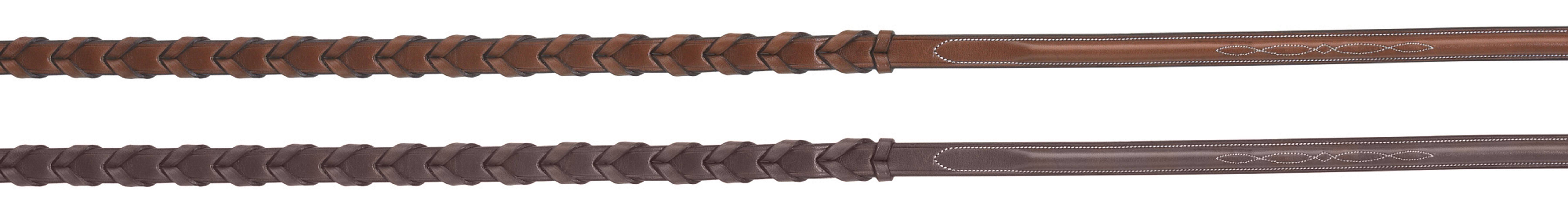 Pessoa Pro Fancy Stitched Raised Laced Reins - Horse 5/8 / Chestnut