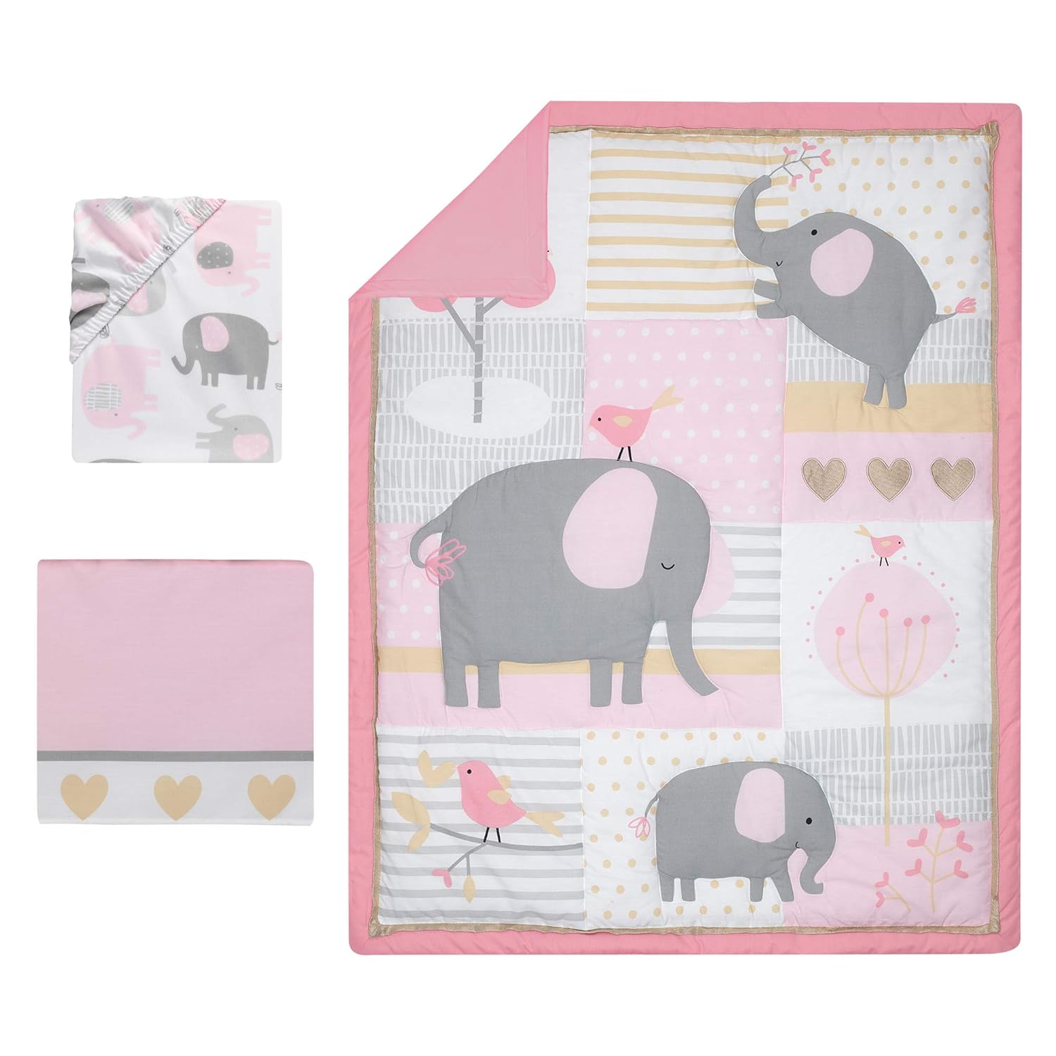 Bedtime Originals Eloise 3-Piece Crib Bedding Set, Pink Pack of 2