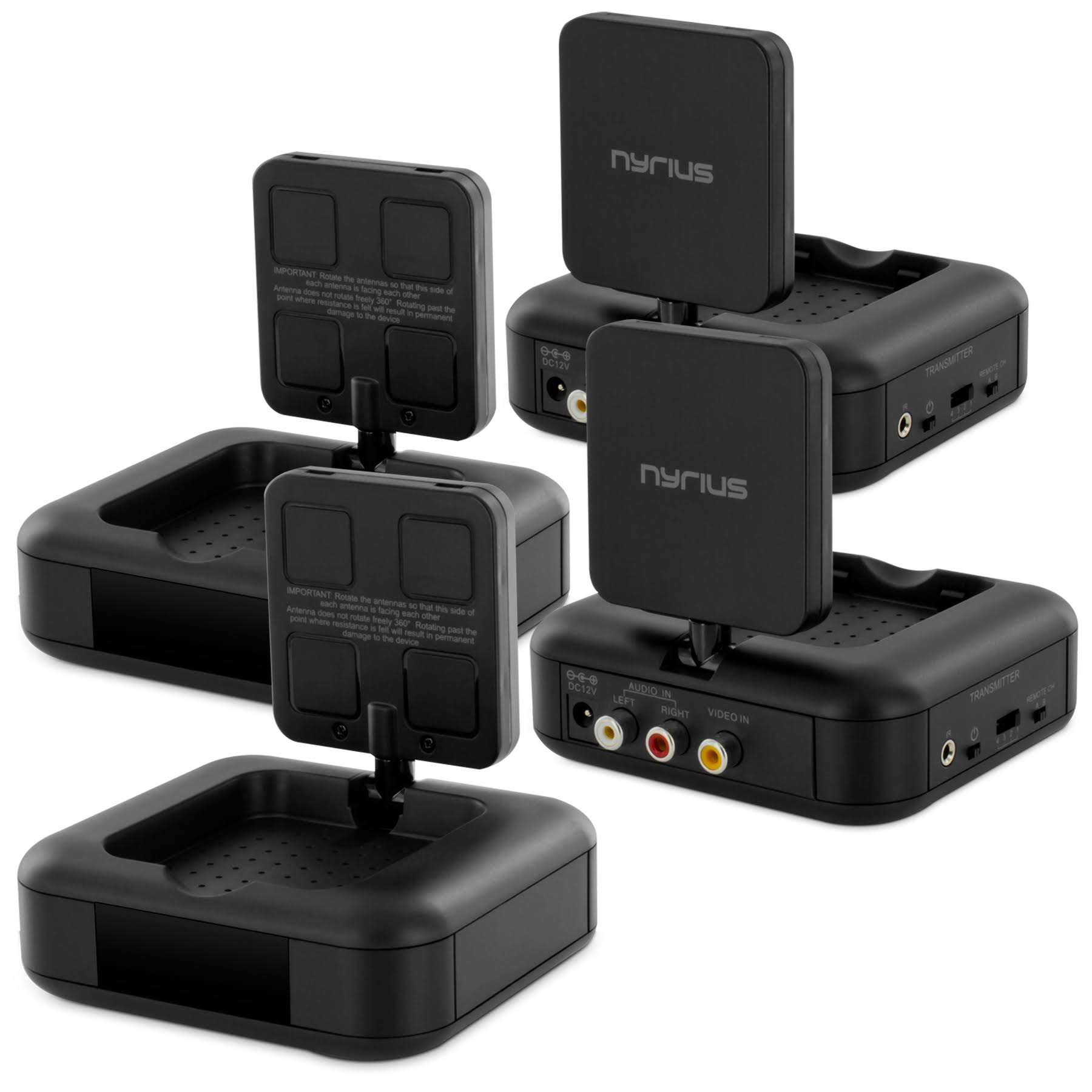 Nyrius NY GS10 5.8GHz 4 Channel Wireless Audio Video Transmitter System 2 Pack