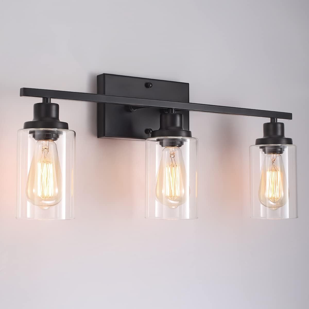 3-Light Bathroom Vanity Light Fixture, Black Bathroom Light Fixture Over Mirror, Modern Bathroom Wall Sconces Lighting (24 inch)