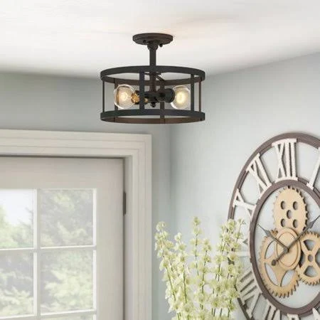 Gracie Oaks Healy 2-Light Semi Flush Mount
