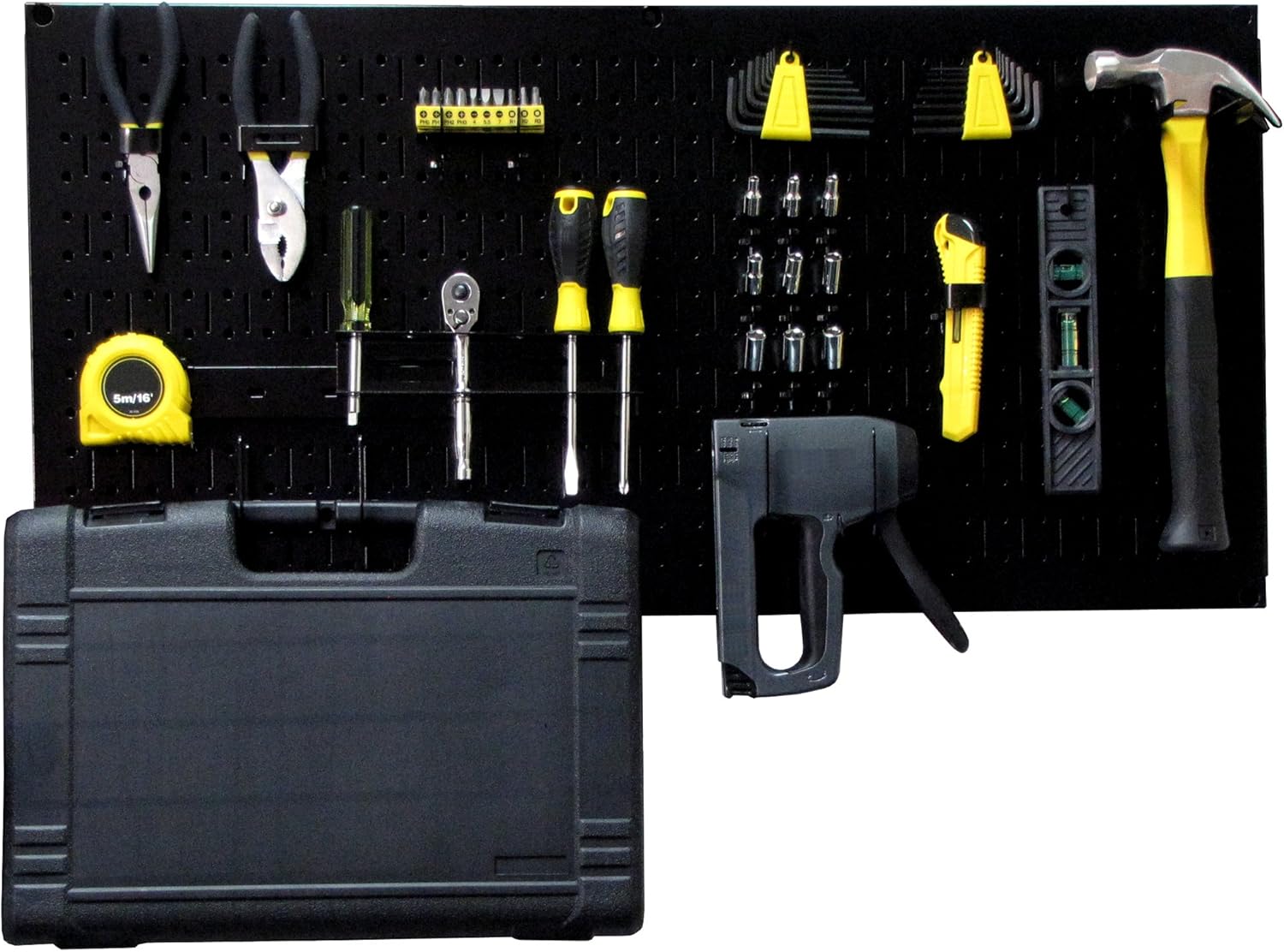 Wall Control Modular Pegboard Tool Organizer System - Wall-Mounted Metal Peg Board Tool Storage Unit for Pegboard Tiling (Metallic Pegboard) Pack of 2