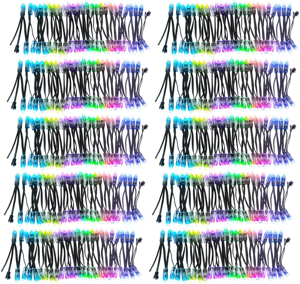 ALITOVE WS2811 RGB LED Pixels Light Individually Addressable 12mm Diffused Digital Full Color LED Pixel Module for LED Screen Outdoor Advertising Board Signs DC 5V IP68 Waterproof Black Wire 500pcs