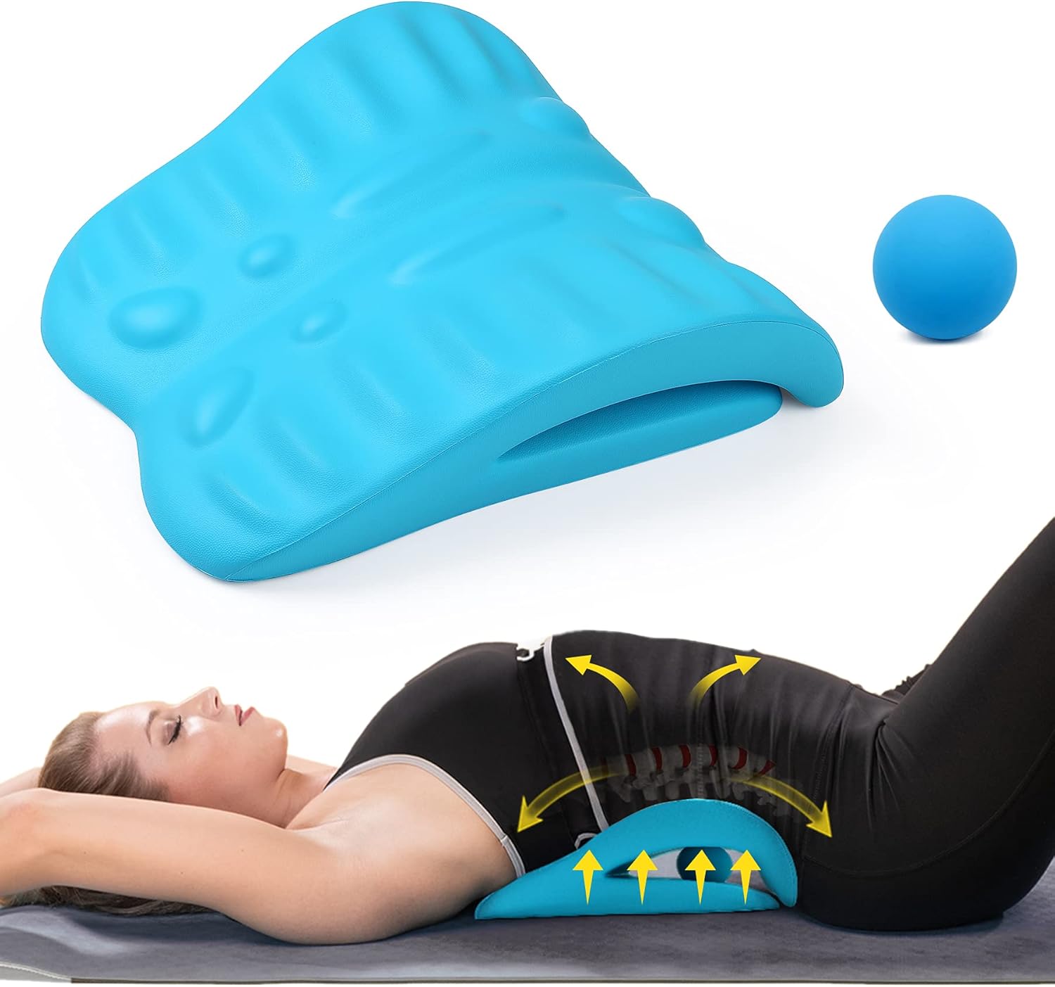 Back Stretcher for Back Pain Relief, Back Stretching Cushion, Chronic Lumbar Support Pillow Helps with Spinal Stenosis, Herniated Disc and Sciatica Nerve Pain Relief Lumbar Stretcher