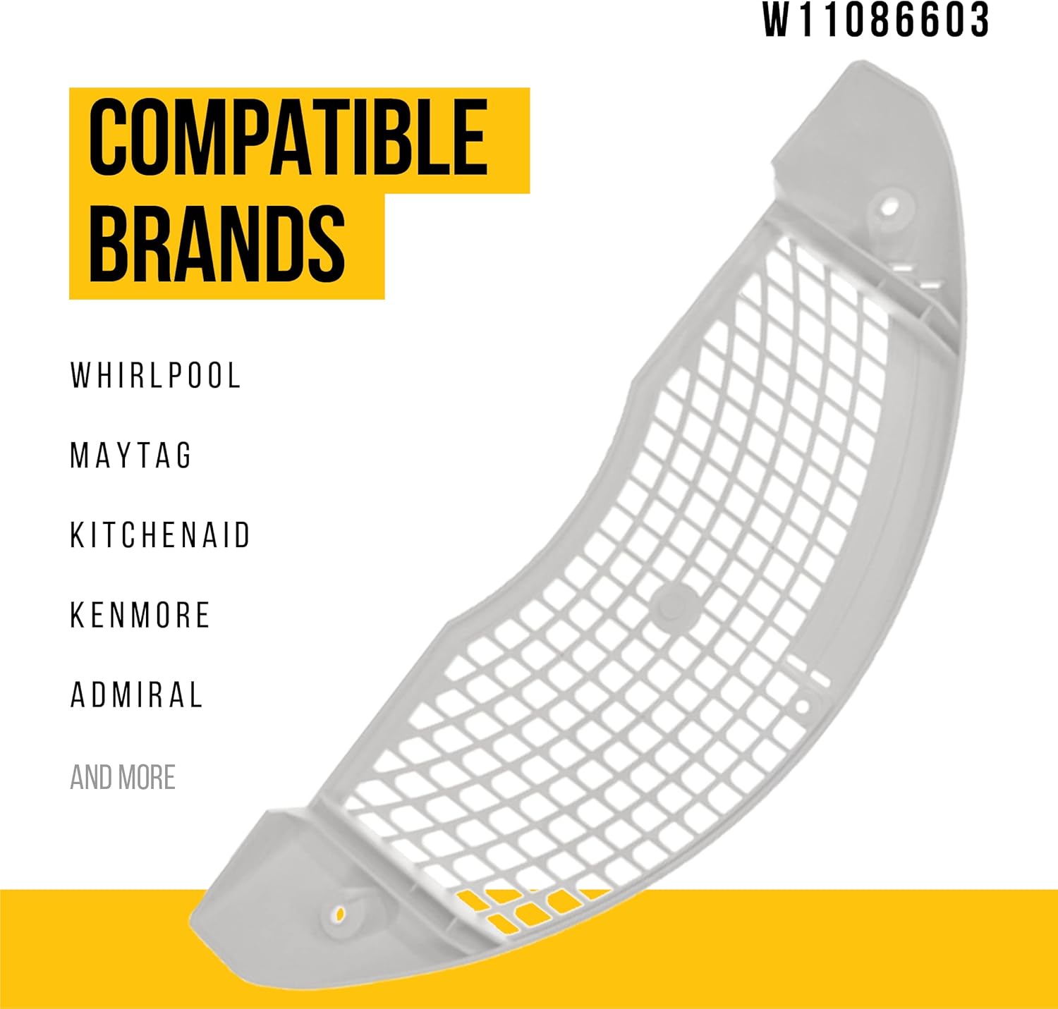 W11086603 Dryer Lint Screen Air Grille - Replaces AP6048047, WPW10153412, WP8299979, 8299979, 8563756, W10153412, W10181926, W10692558, WP8563756, WPW10181926, 8578176