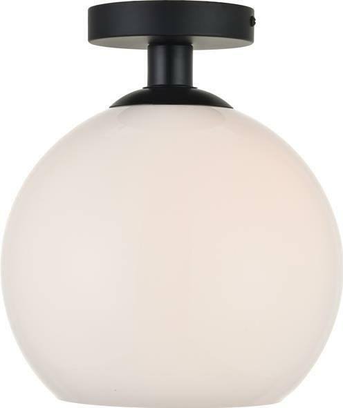 EuroLuxHome Baxter Flush Mount Light Fixture Transitional 3-Light Black Milk Glass Wire LD2211BK