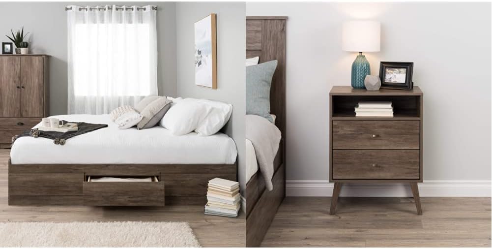 Prepac Mate's Platform Storage Bed with 6 Drawers, Queen, Drifted Gray