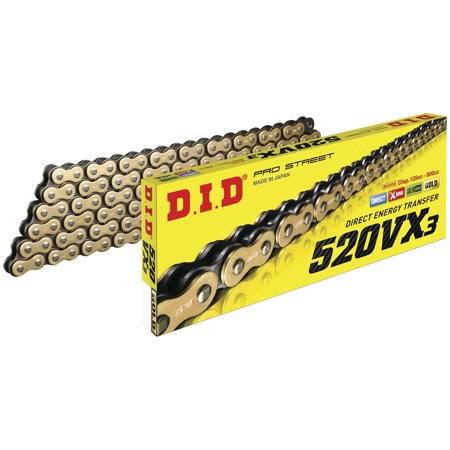 D.I.D 520VX3G108FB 520 VX3 Pro-Street X-Ring V Series Chain - 108 Links - Gold-Black