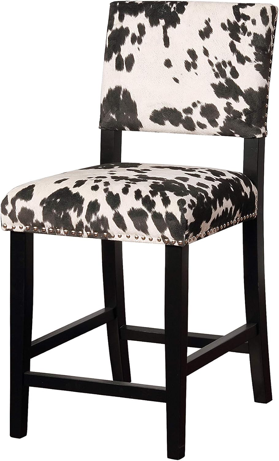 Linon Clayton Black Cow Print Counter Stool