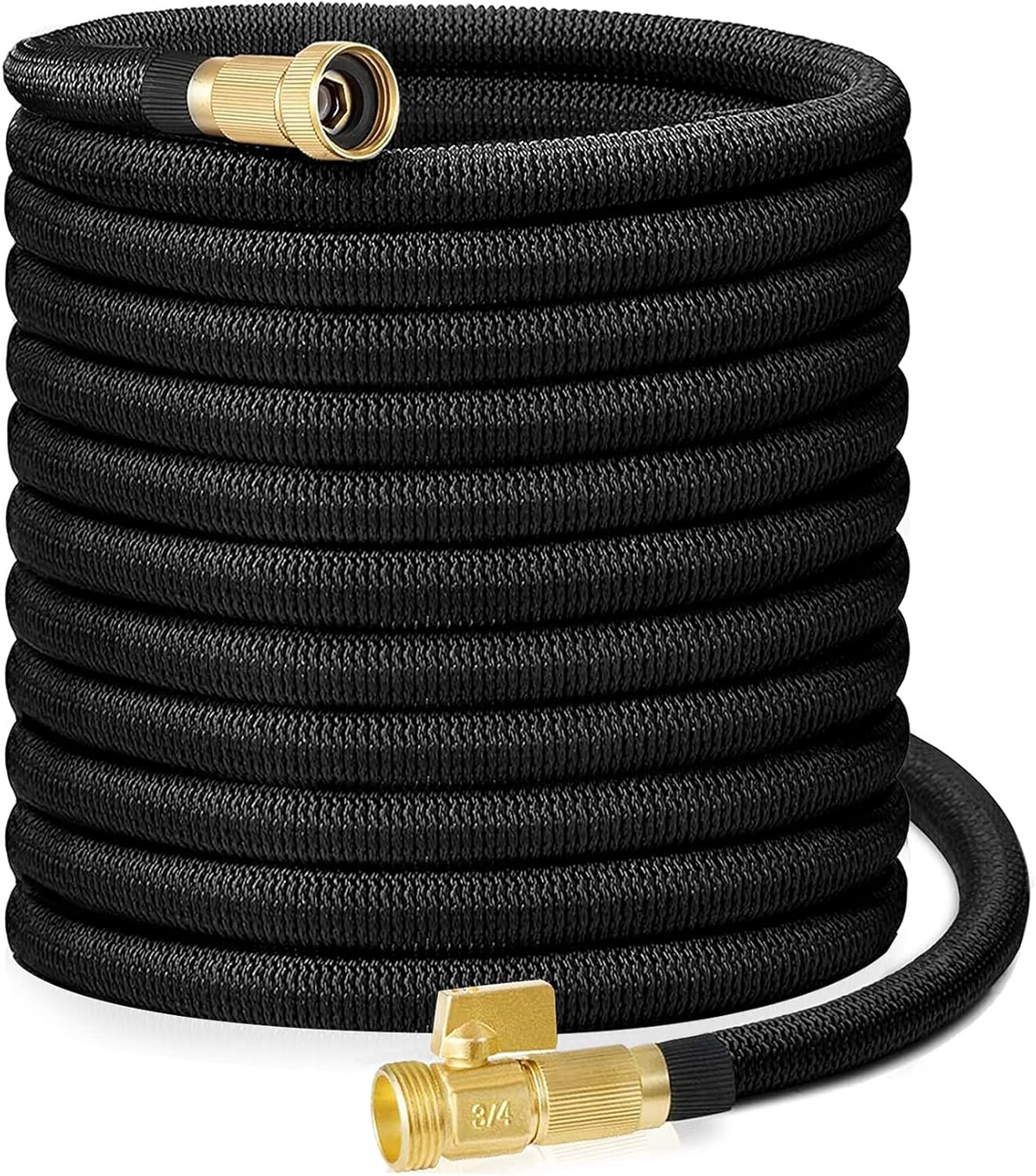 Vorey Garden Hose 100FT, Flexible Lightweight Expandable Hose Expanding Durable Water Hose with 3/4 Inch Solid Brass Fittings, Black (Nozzle Sprayer Not Included) Pack of 2