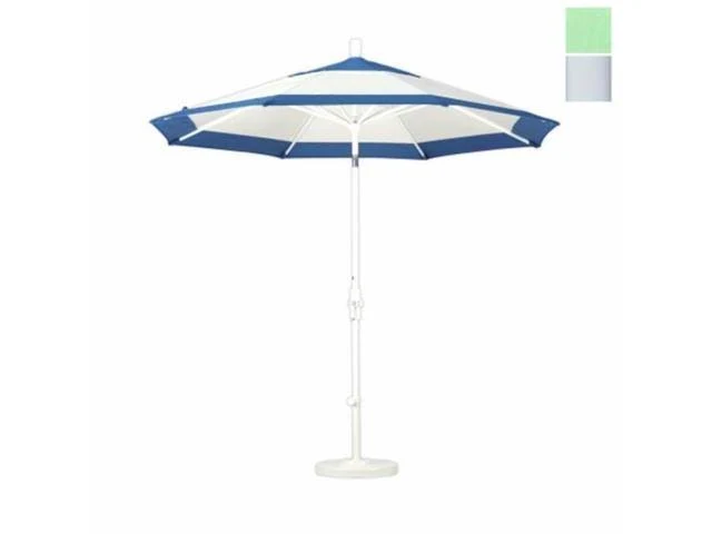 California Umbrella 9 Feet Aluminum Market Umbrella Collar Tilt - Matted White/Pacifica/Spa