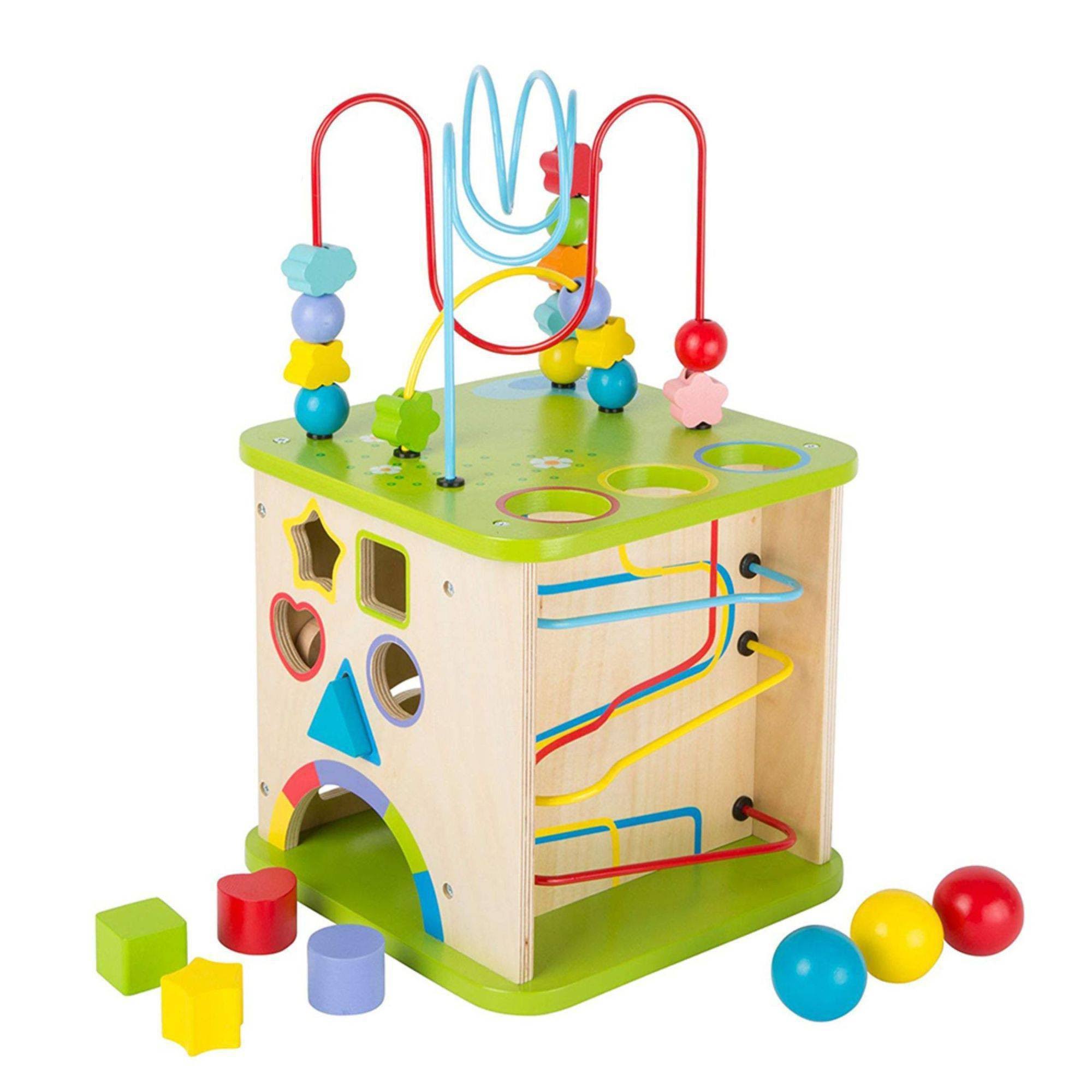Small Foot Wooden Toys - 5-in-1 Activity Cube and Play Center