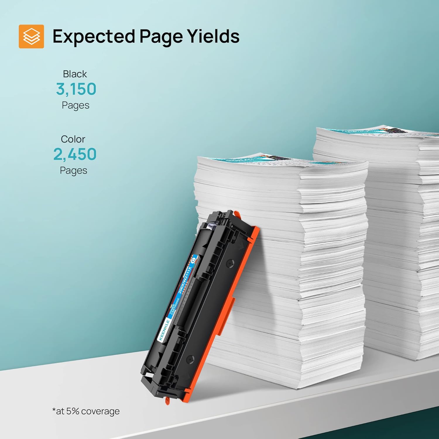 KEENKLE Compatible Toner Cartridge Replacement for HP 206X (NO CHIP) 206A W2110X W2110A Compatible with Color Pro M255dw MFP M283fdw M283cdw M283 M255 Printer Toner (Black Cyan Yellow Magenta, 4 Pack)