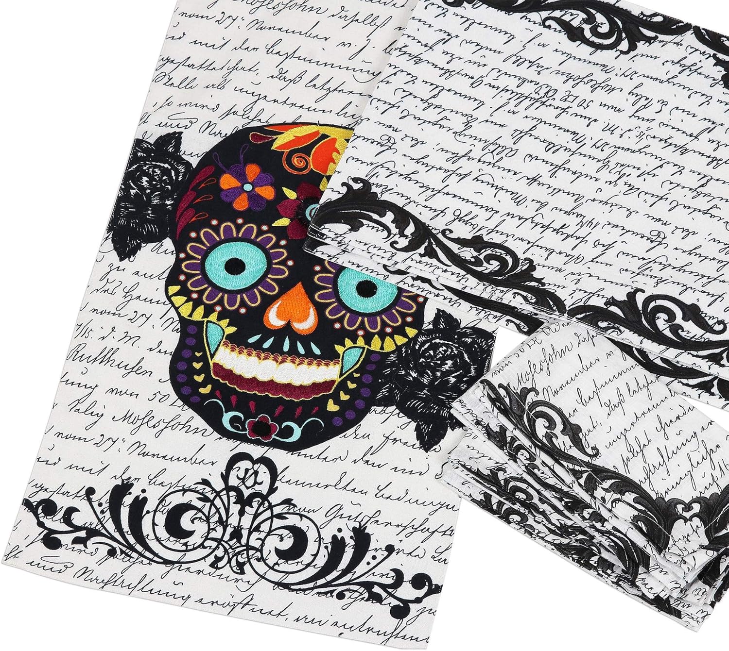 NOVICA Halloween Stories (Set for 4) Cotton Table Linen Set Pack of 2