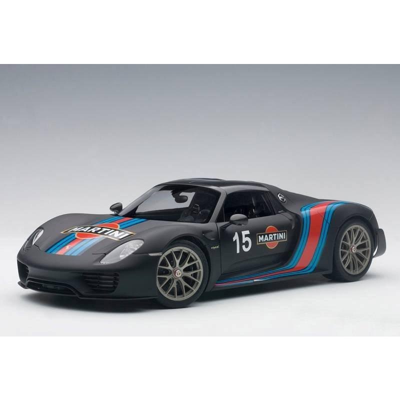 Porsche 918 Spyder Weissach Package Black/ Martini Livery #15 1/18 Model Car by AUTOart