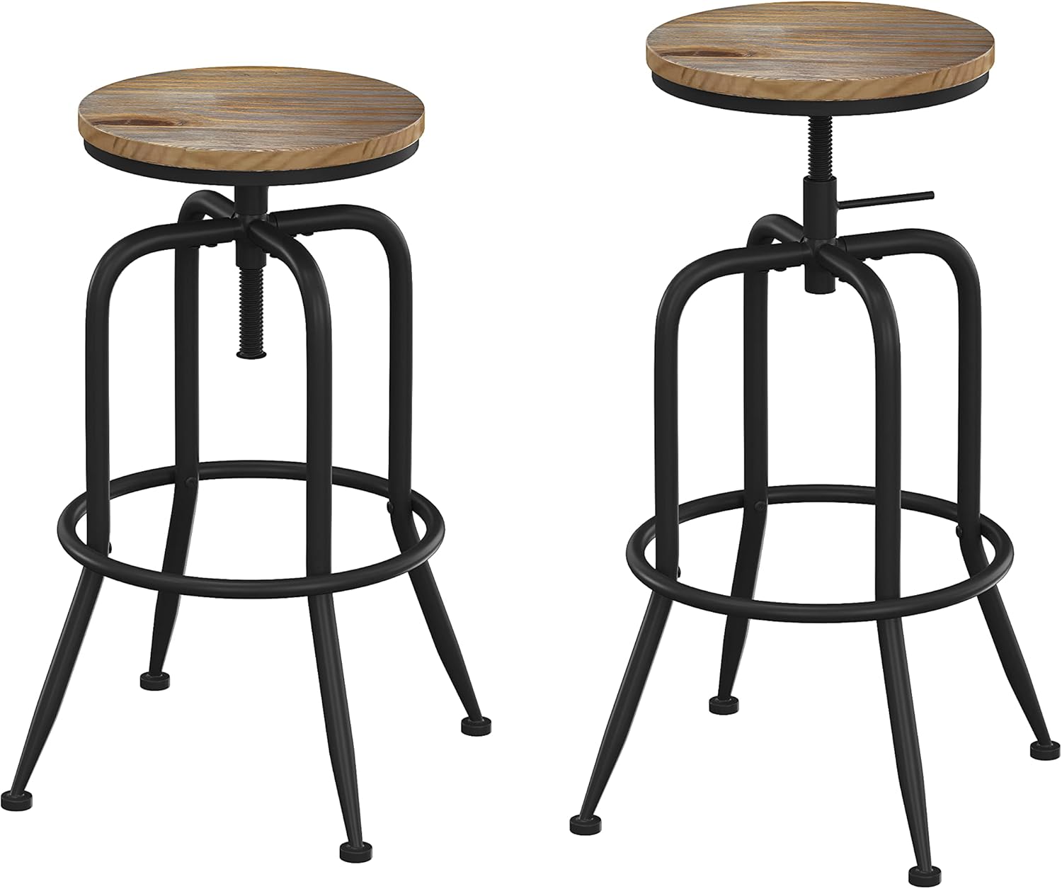 Fashionoda Industrial Bar Stools Set of 2,Height Adjustable Metal Swivel Barstools,Counter Height Bar Chairs with Footrest,27-30 Inch Seat Height,Black