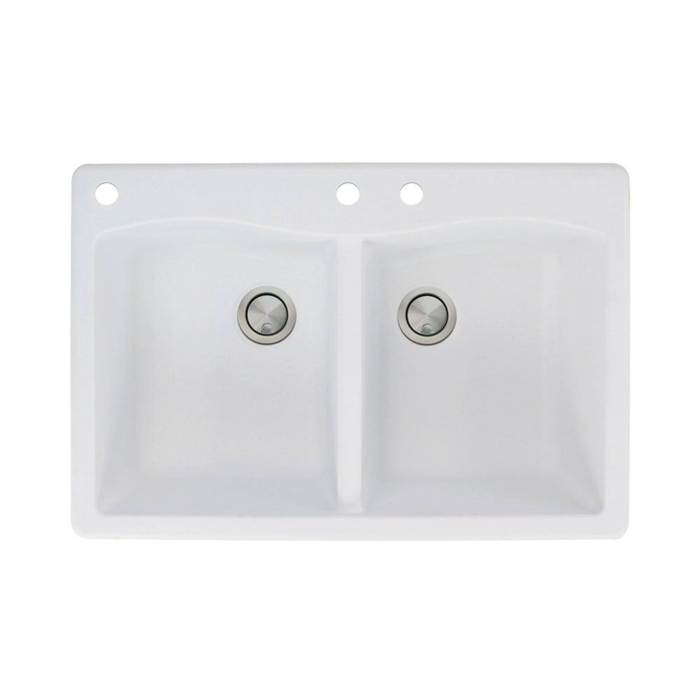 Transolid Aversa Granite 33-in Drop-In Kitchen Sink in Black