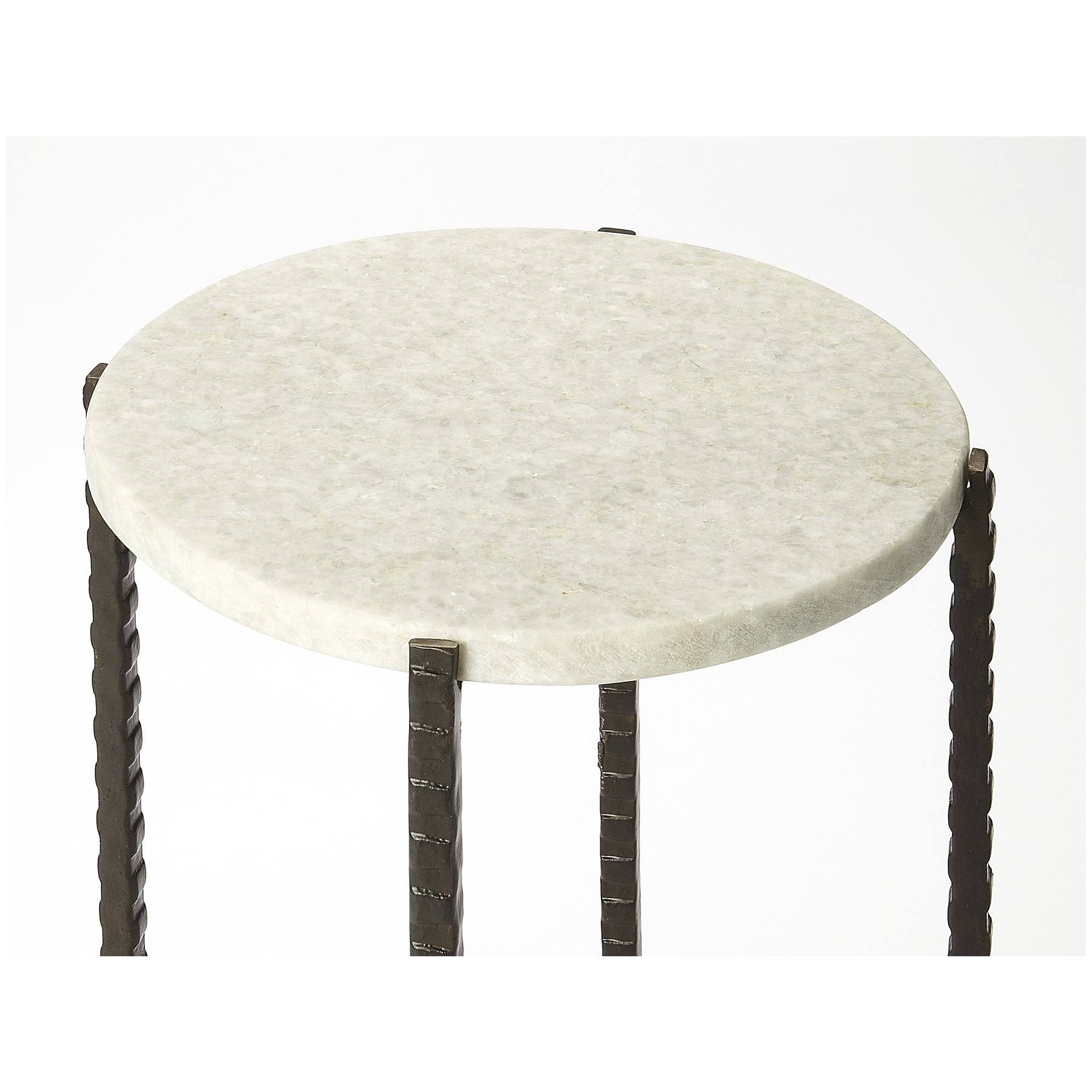 Butler Specialty Company Butler Specialty 9x22 Round Marble Top End Table in White and Black