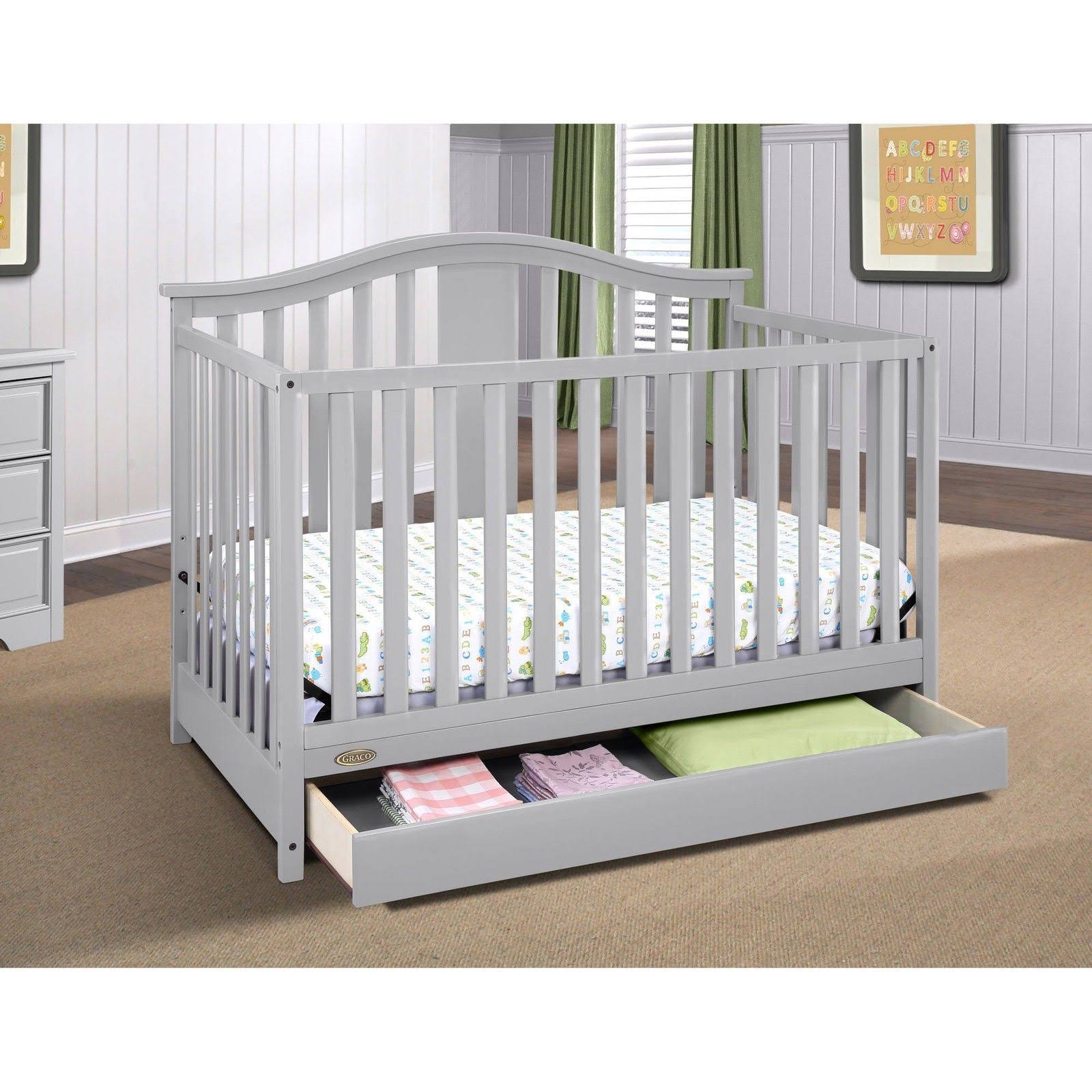 Graco Solano 4 in 1 Convertible Crib with Drawer Pebble Gray